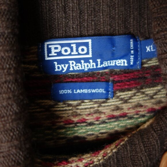 Vintage Polo Ralph Lauren Fair Isle Lambswool Turtleneck Sweater, Sz Extra-Large - Picture 5 of 6